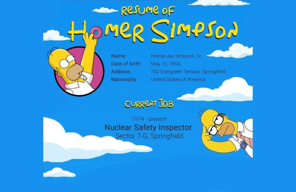 GRAPHIC: Resume Of Homer Simpson